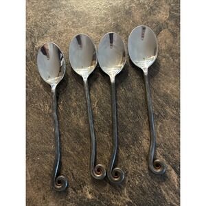 4 Piece GS Gourmet Settings 18/8 Stainless Soup Spoons Treble Clef Pattern